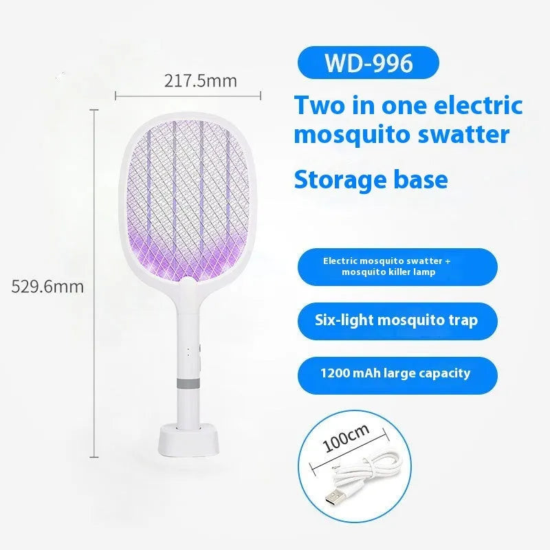 Rechargeable electric mosquito swatter with ABS plastic shell in two colour options
