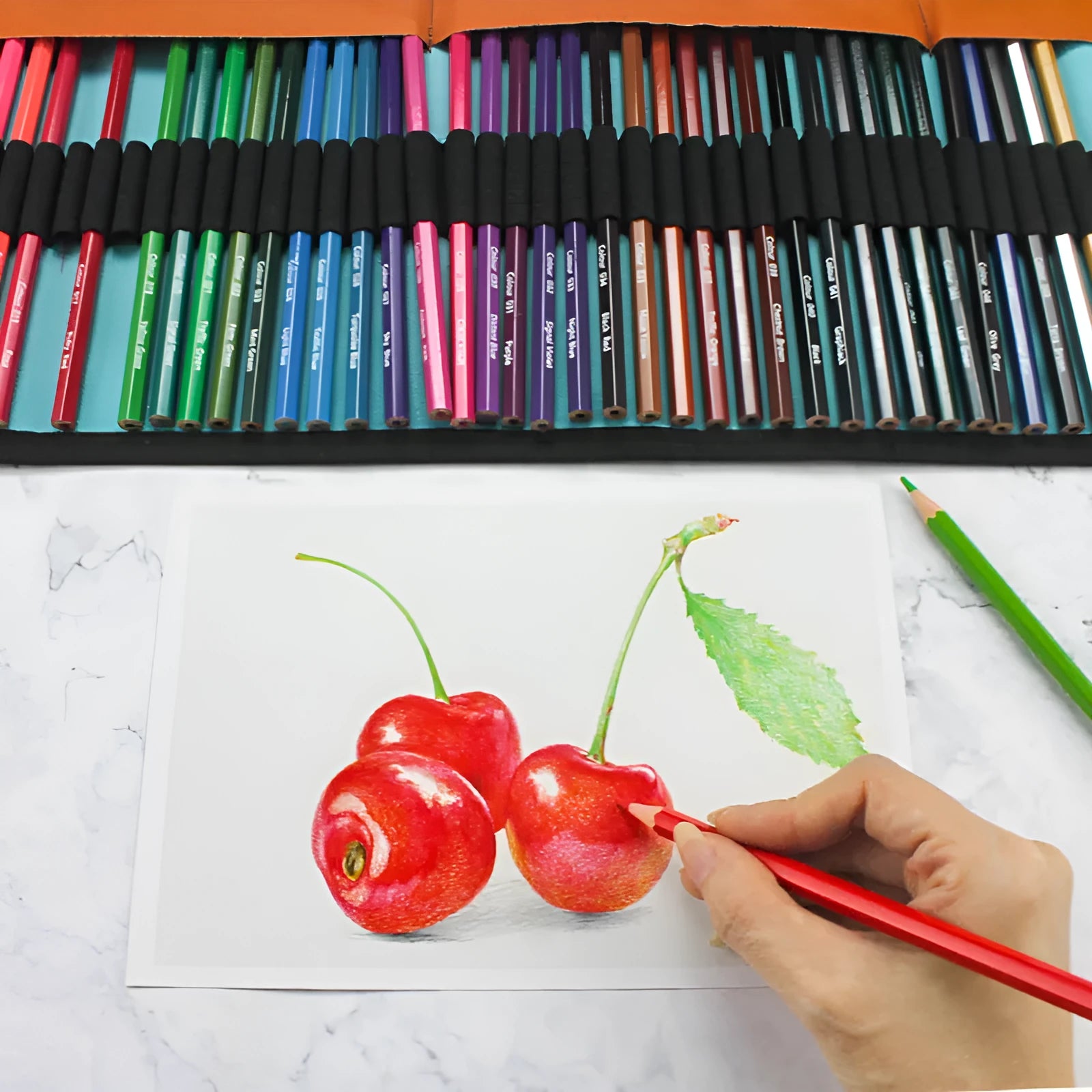 50 colour basswood pencil set for oily painting in a wooden case