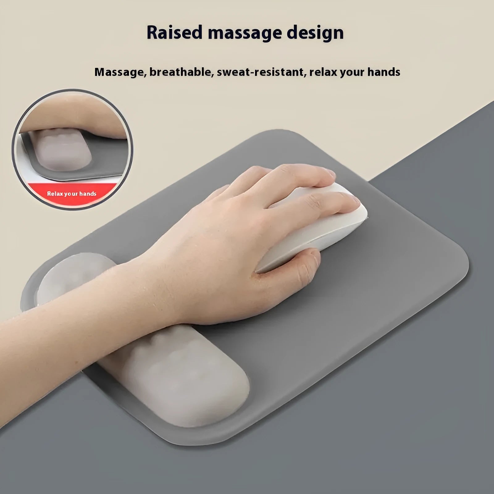Ergonomic cloth silicone mouse pad with built-in wrist rest in a choice of colours.
