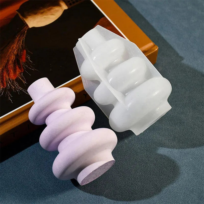 Three layer circular vase silicone baking mould in modern irregular shape