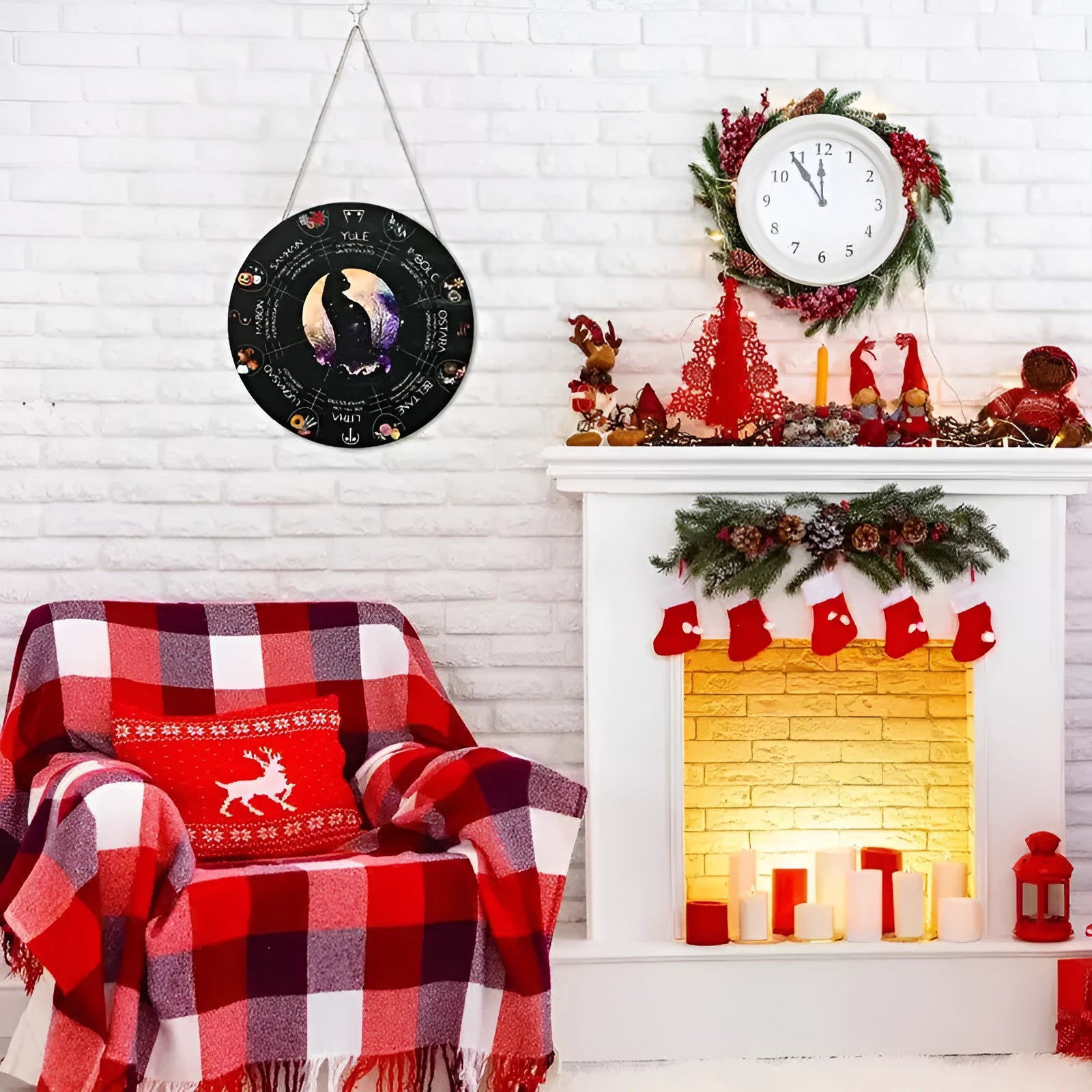 29.5cm square wooden holiday decorative pendant with American style boxwood construction