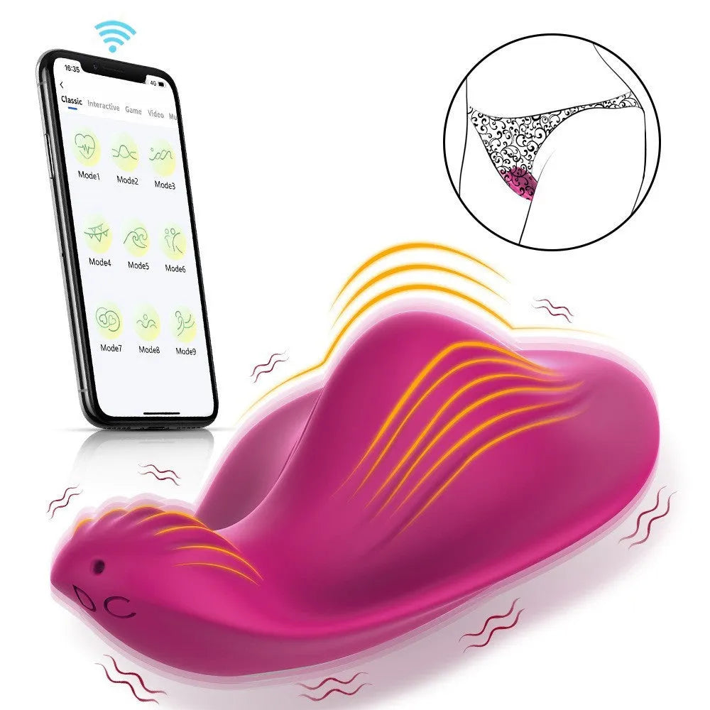 Rose red APP remote control wearable female massager with USB charging port