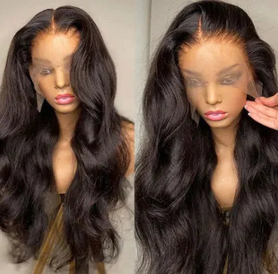 Front lace wig 134 gradient colour long curly hair cover in black and piano shades, with side bangs