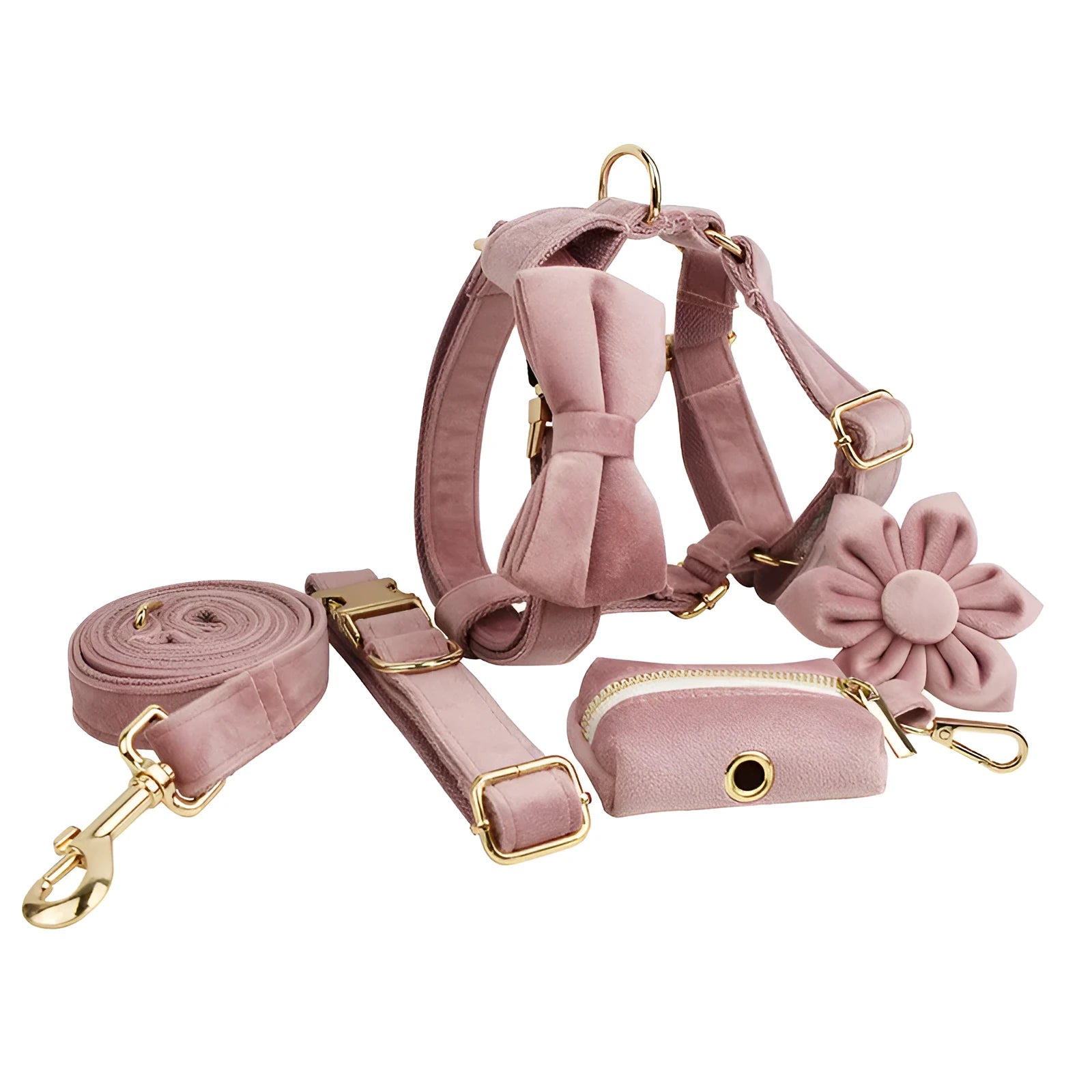 Light purple velvet dog collar with adjustable size for small and medium dogs