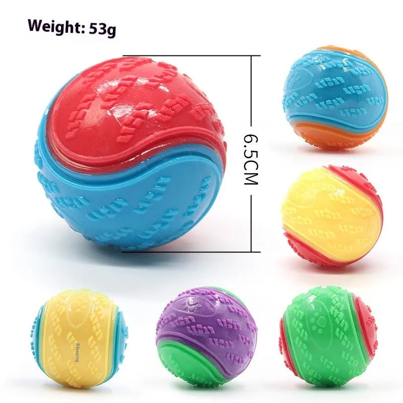 Pet Toy Dog Molar Long Lasting Sounding Training Ball in TPR rubber, 6.5 cm, red blue