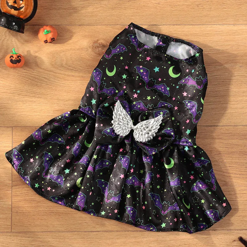 Angel wings Halloween dog costume in bright pumpkin colour with size options