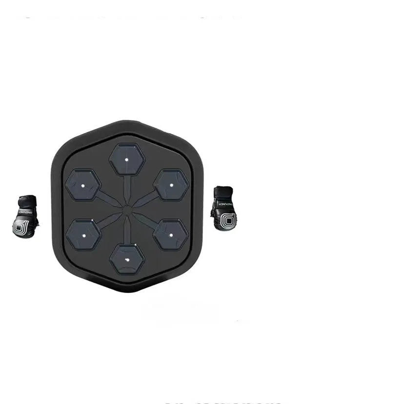 Black smart boxing machine with Bluetooth connection and Velcro fastening for fitness training