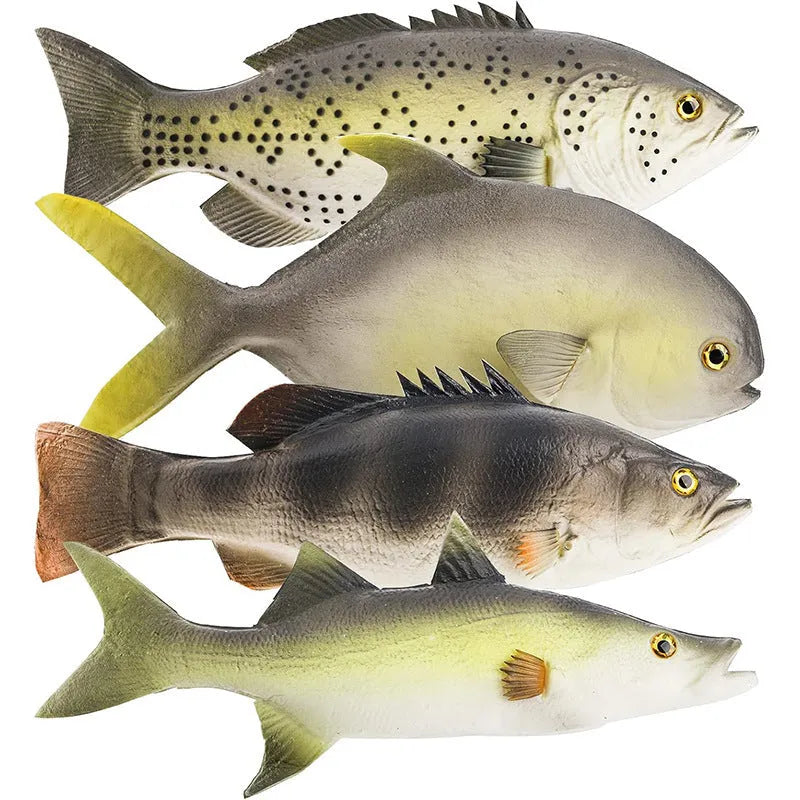 PU simulated fish ocean animal model toys showing yellow-fin tuna and small tuna detailed ornaments