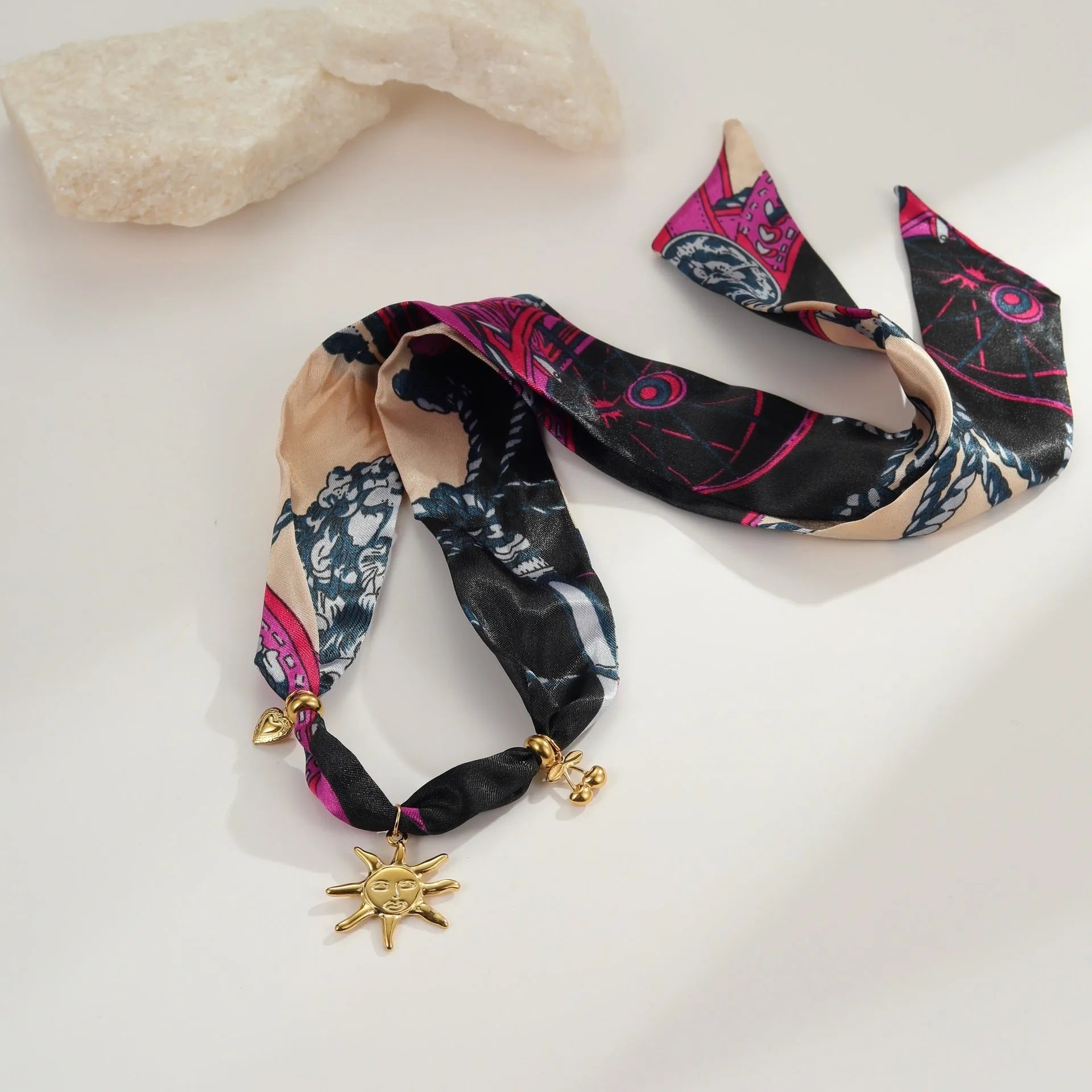 Women's stainless steel jewellery with 18K gold electroplating for autumn winter scarf coordination