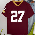 Cotton casual t-shirt with digital printed letter pattern in red colour option