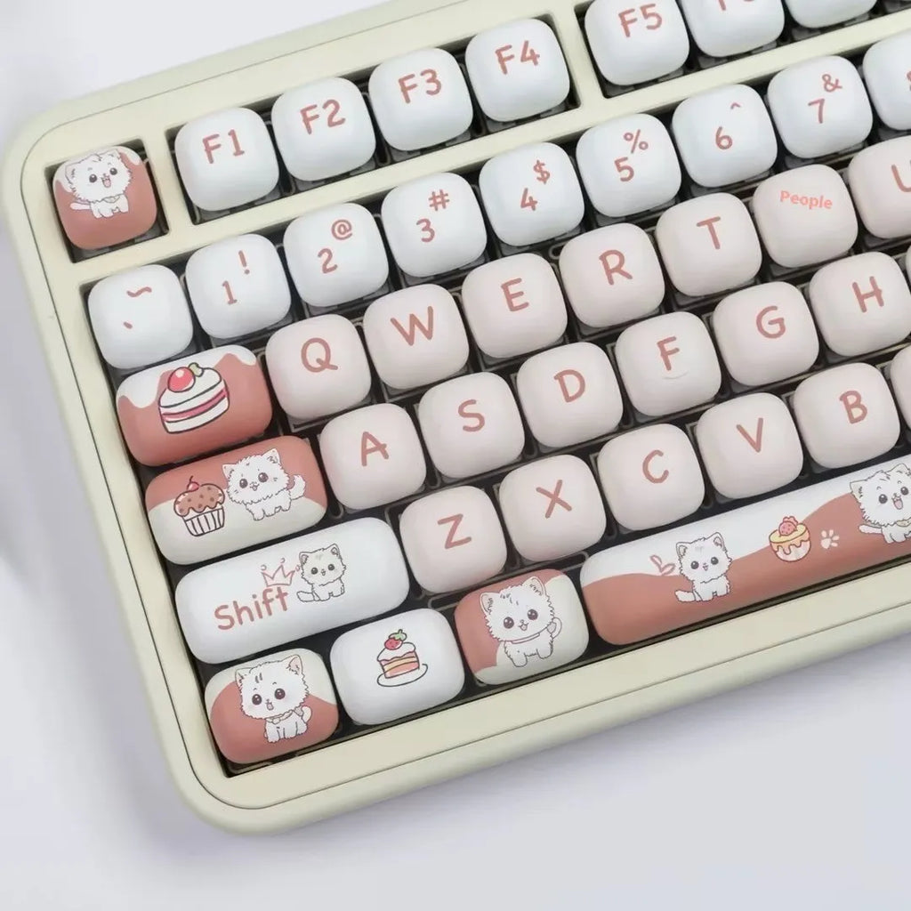 Cartoon dessert cat sublimation key cap for mechanical keyboards in pastel colours