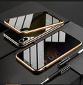 Anti-peep double-sided magneto phone case with metal frame for iPhone 11 in black