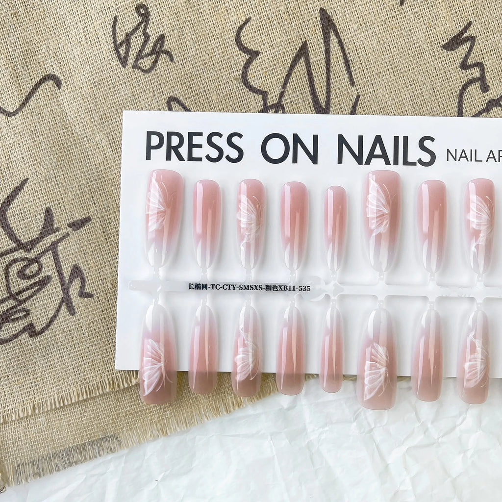 New Chinese style butterfly oval almond nail stickers in matte and glossy finish options