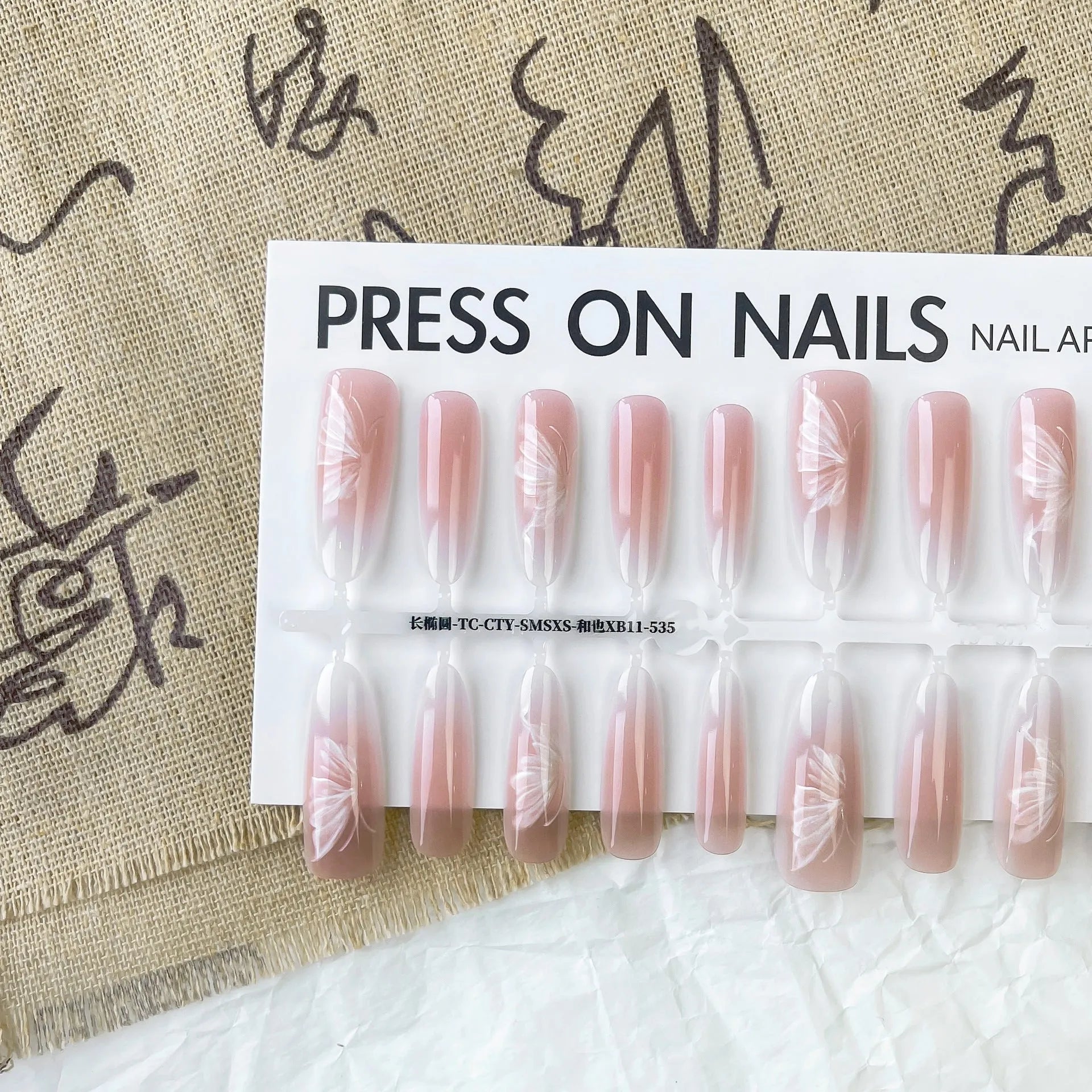 New Chinese style butterfly oval almond nail stickers in matte and glossy finish options