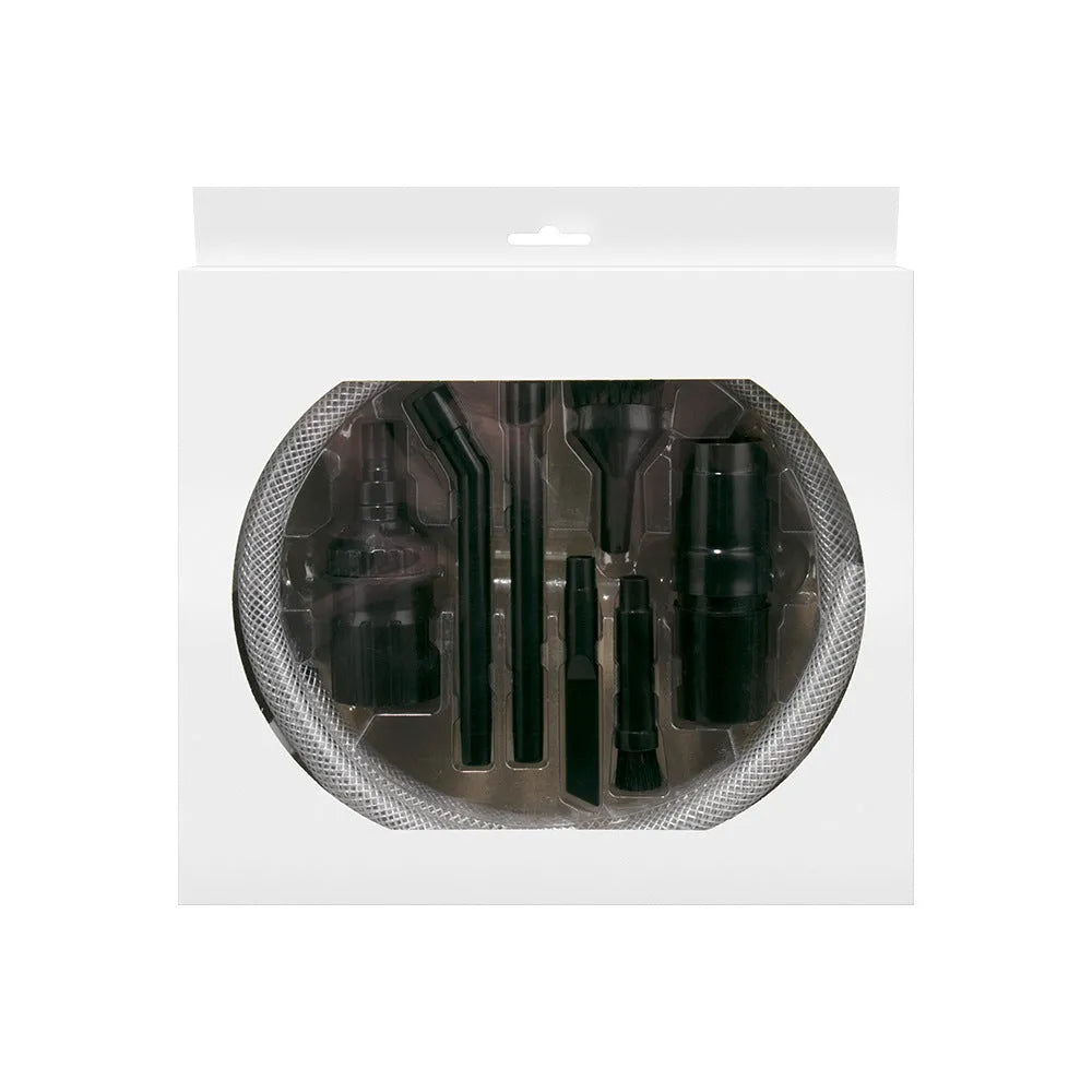 Eight-piece vacuum cleaner accessory kit with small suction heads for auxiliary dust collection