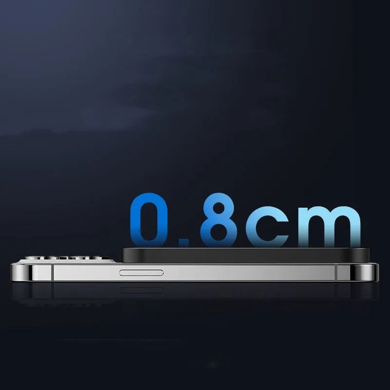 Titanium and Black magnetic wireless alloy power bank with creative design.