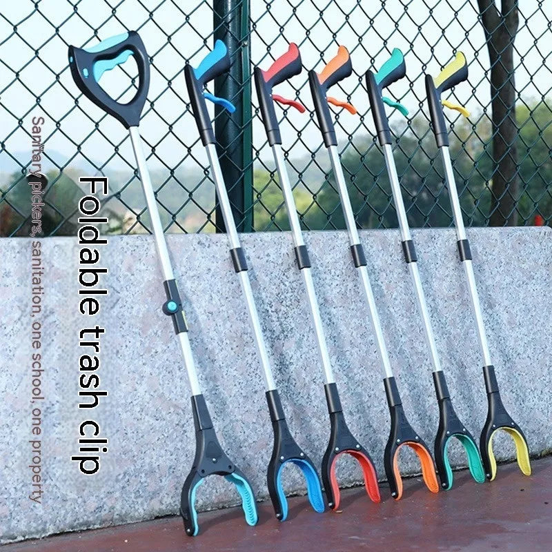 Plastic and aluminium alloy sewer pliers trash grabber tool in blue colour variant