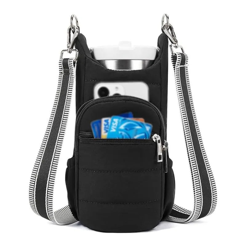 Cloth water bottle kettle bag for bicycles in black, pink, or beige colour