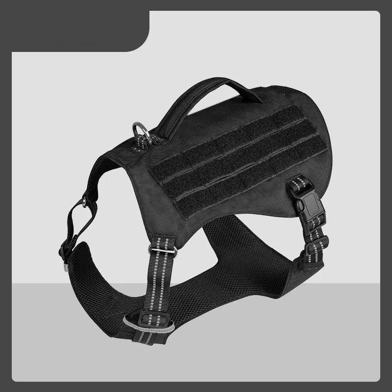 Nylon dog chest strap harness in army green on white background, size M