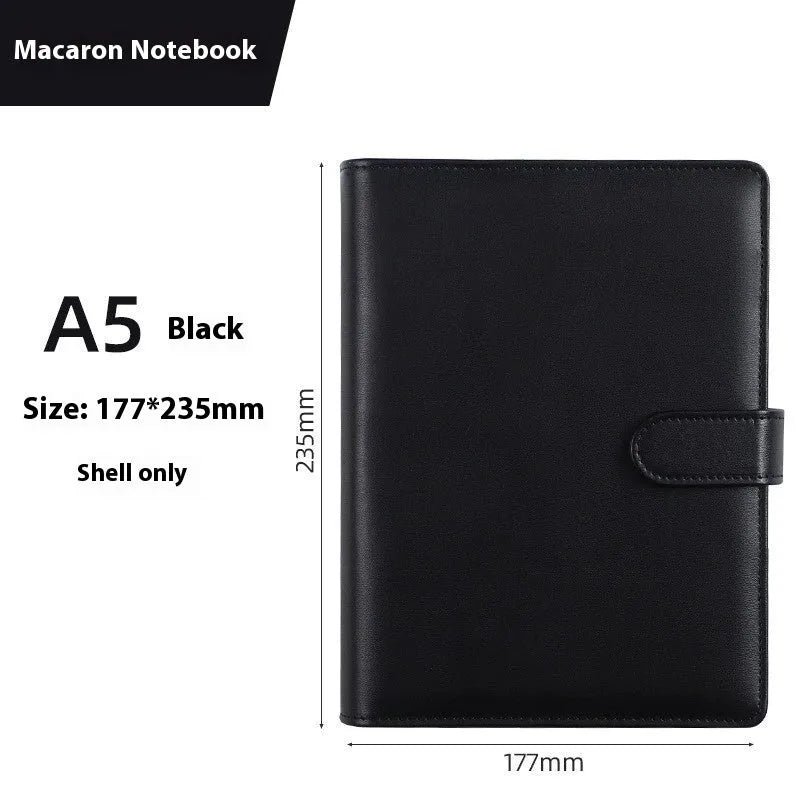 A5 PU leather notebook shell with zipper closure in a solid colour, shown closed.