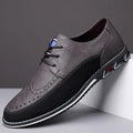 Men's low-top leather casual shoes in various colours with rubber sole and leather toe cap detail.