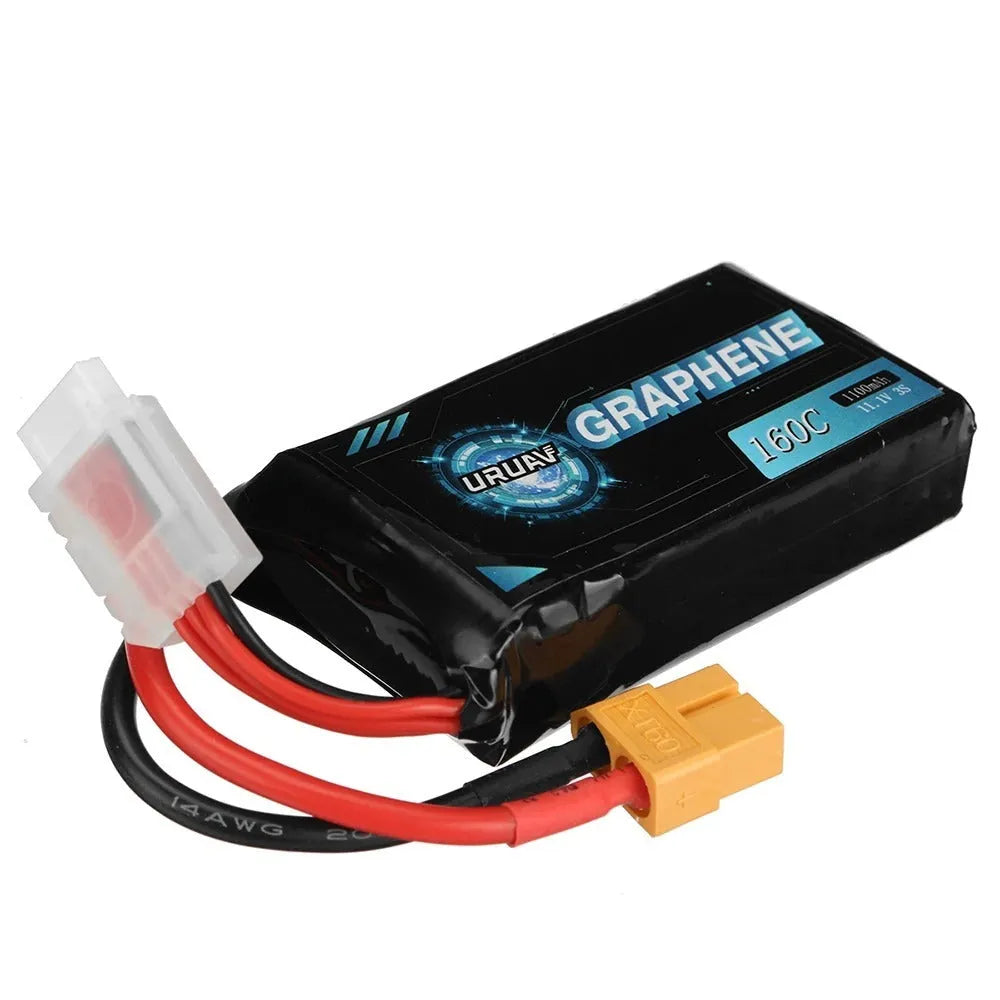 2S 7.4V 1200mAh hard case Lipo battery for RC models showing compact size