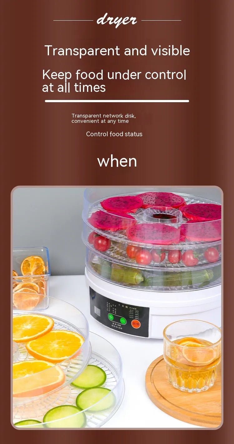 Five-layer household food dehydrator with UK plug for drying fruits and vegetables