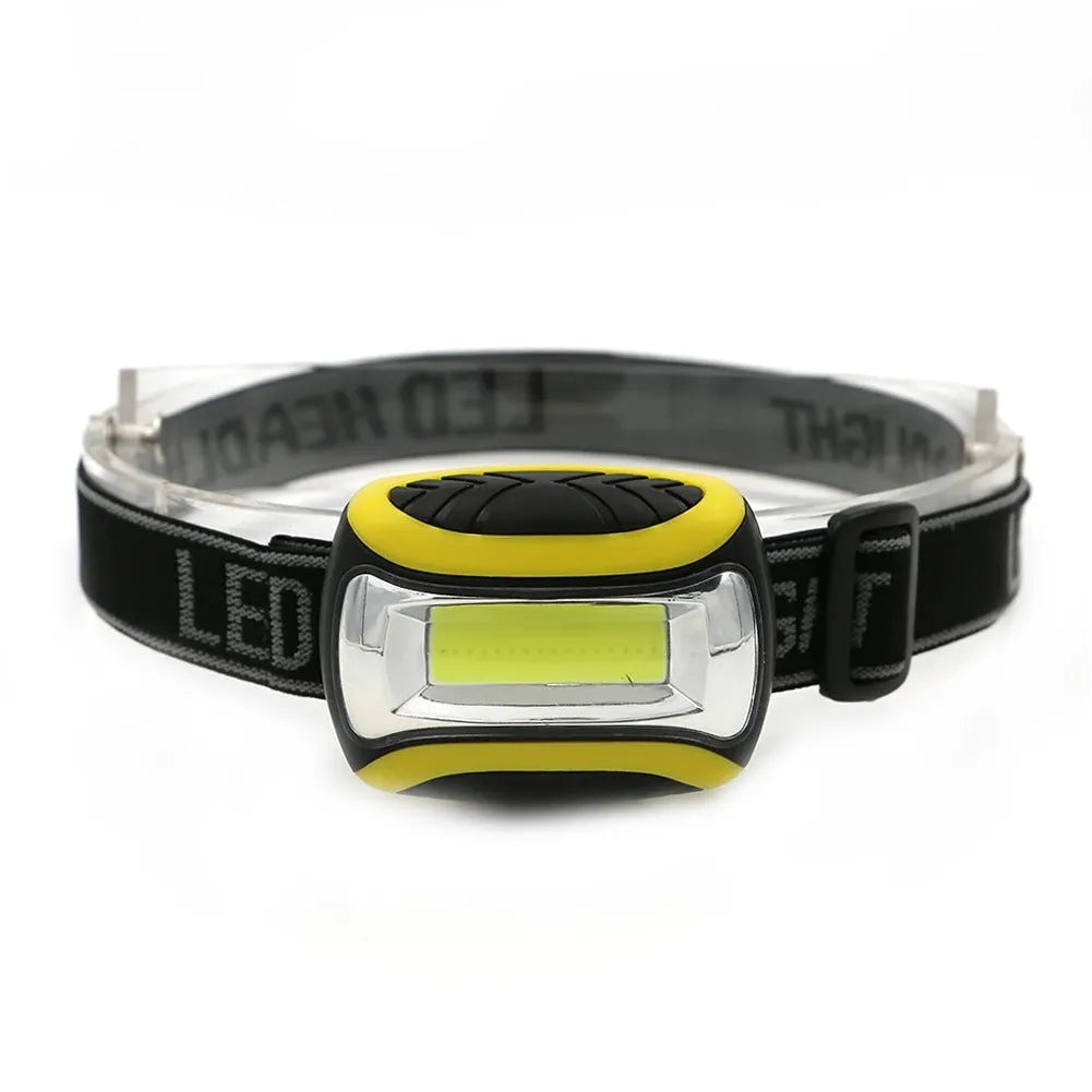 Three-speed yellow plastic COB headlamp for outdoor night riding and work lighting