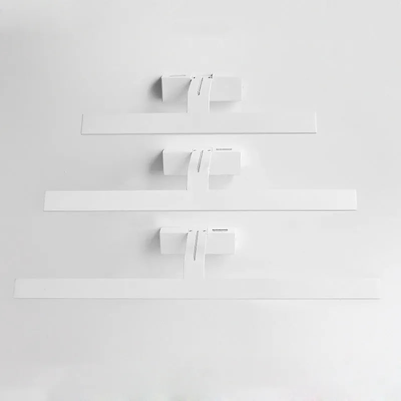 White LED bathroom mirror headlight showing three light colour options and available in multiple sizes.