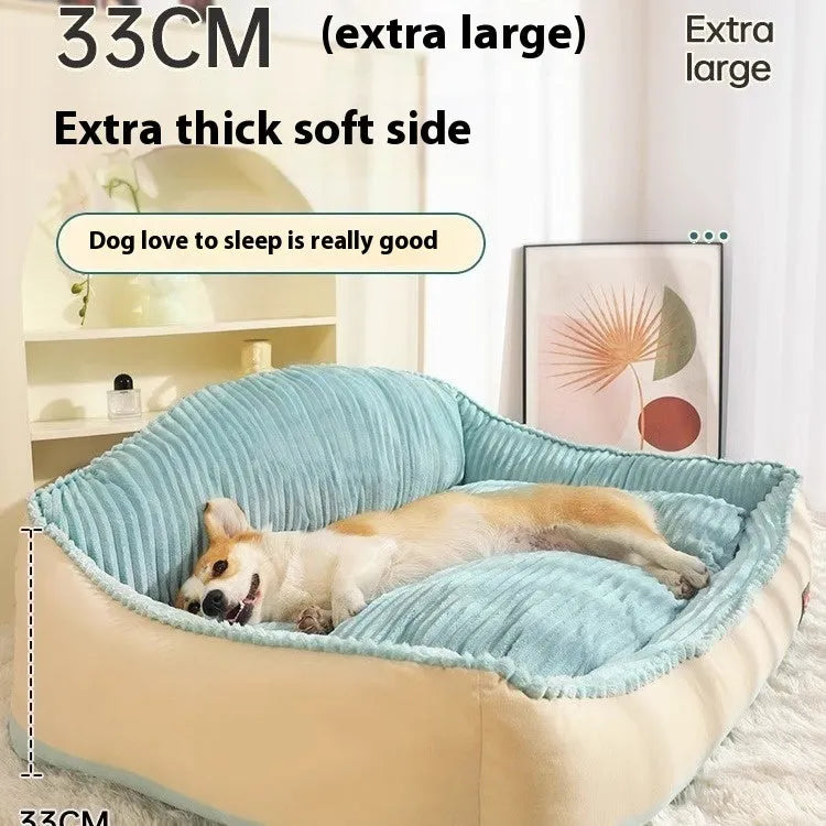 Morandi coloured washable pet sofa mat bed for dogs and cats with a removable cover.