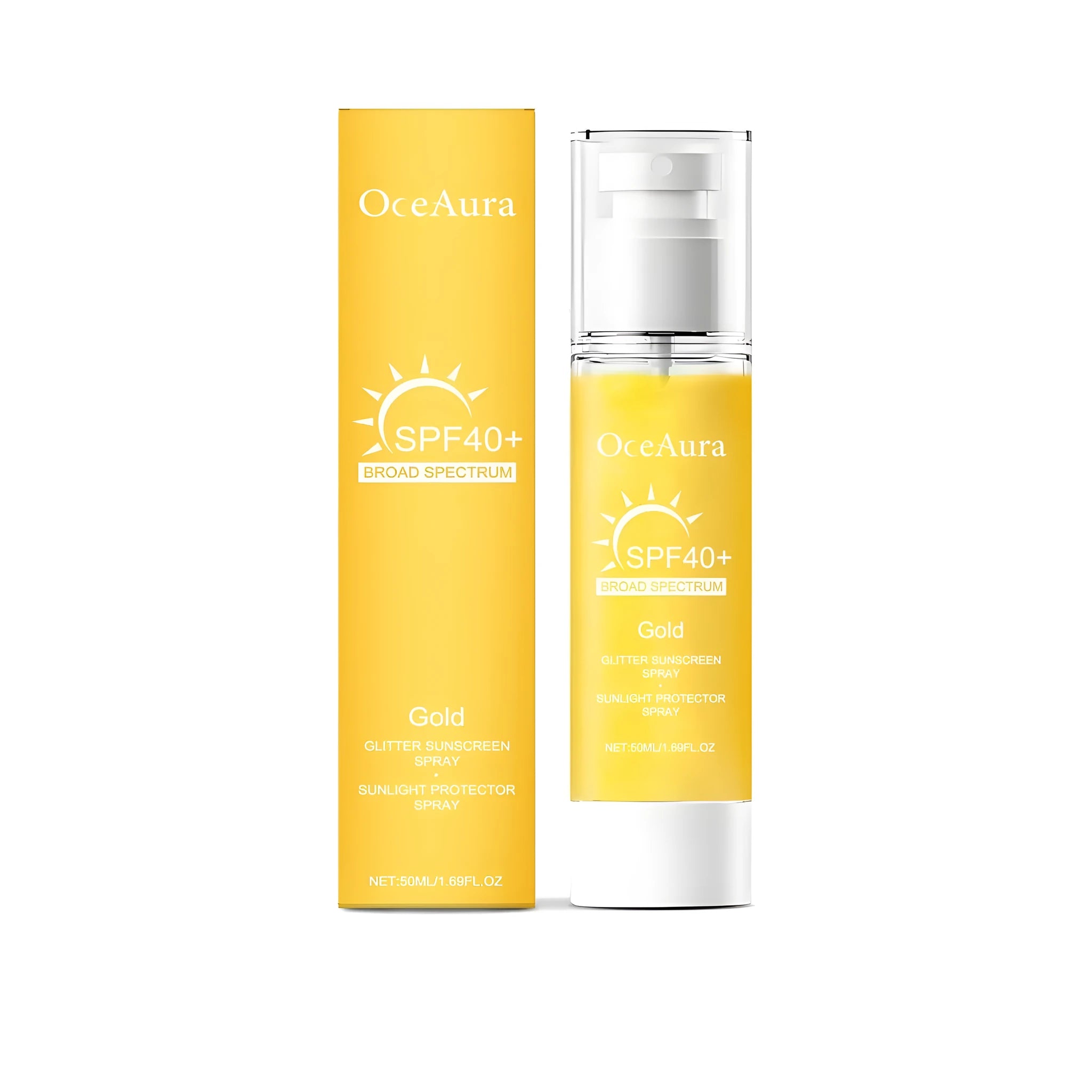 Shiny Sunscreen Spray 50ml bottle with mineral titanium dioxide and natural oil ingredients