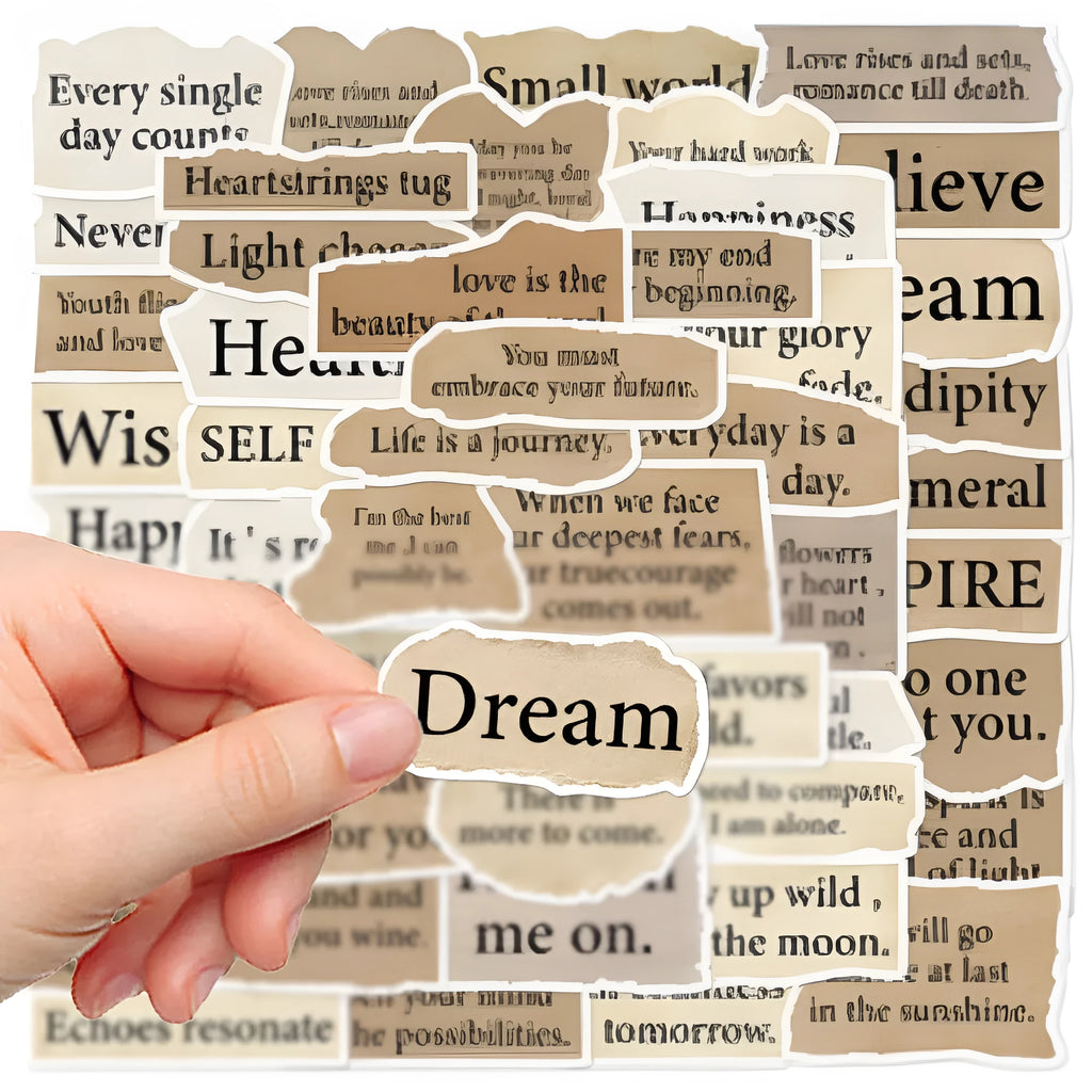 Tear English decorative stickers for laptops in PVC material measuring 4-7cm