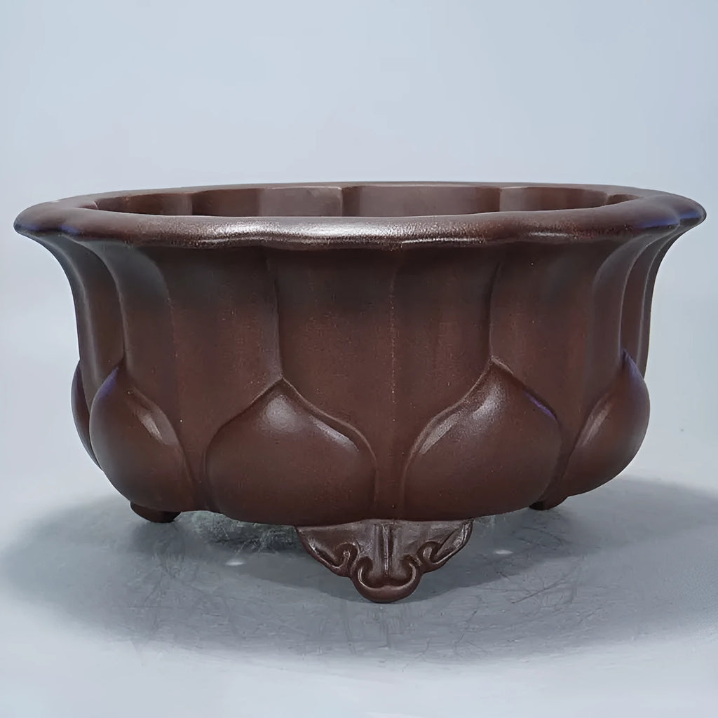 Antique purple-red mud succulent flowerpot in Chinese classical style, dimensions 37cm by 37cm by 20cm.