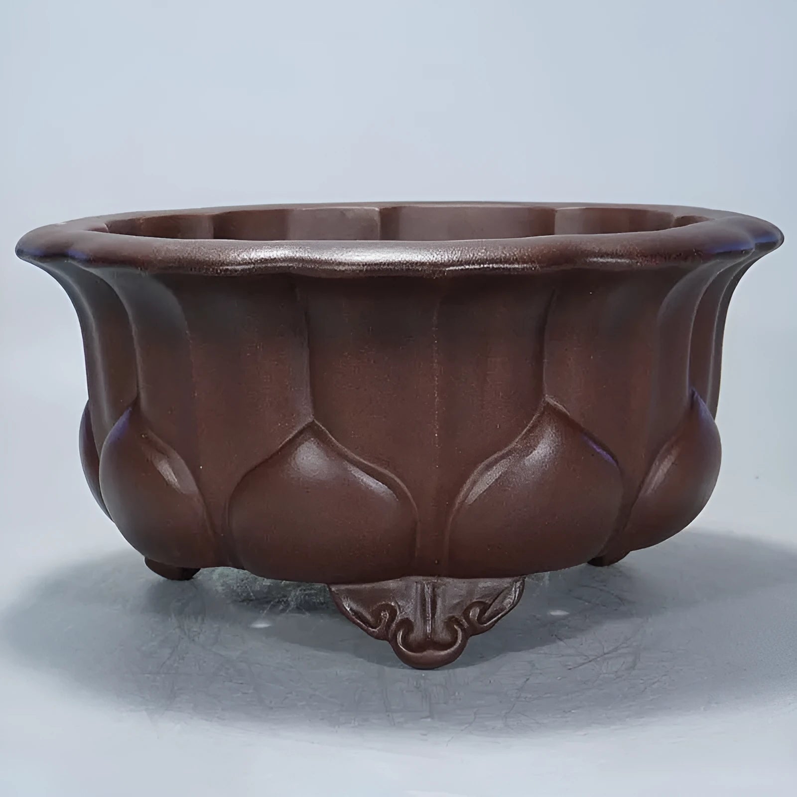 Antique purple-red mud succulent flowerpot in Chinese classical style, dimensions 37cm by 37cm by 20cm.