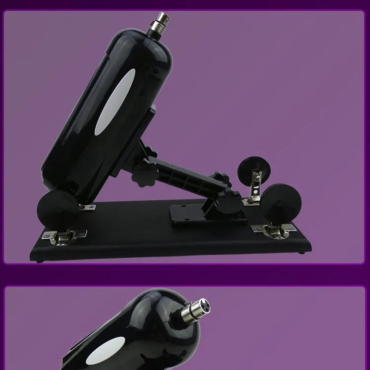 Bobb women's automatic telescopic thrusting sex tool in purple PVC, showing size scale.
