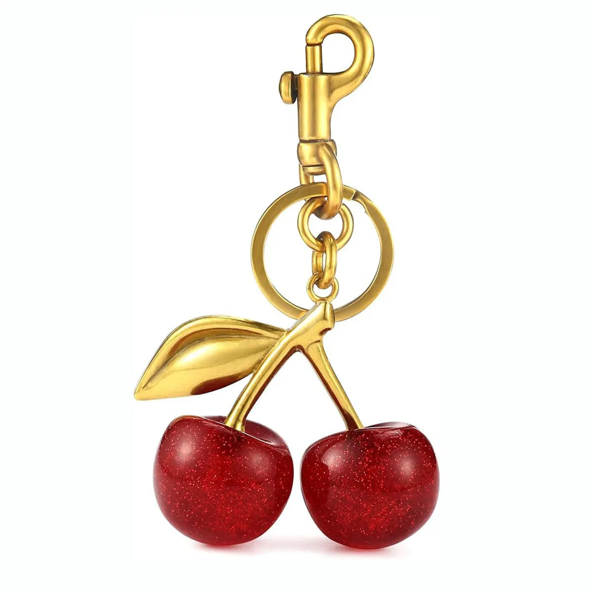 Zinc alloy cherry design key ring pendant in red or pink colour for bag or keychain decoration