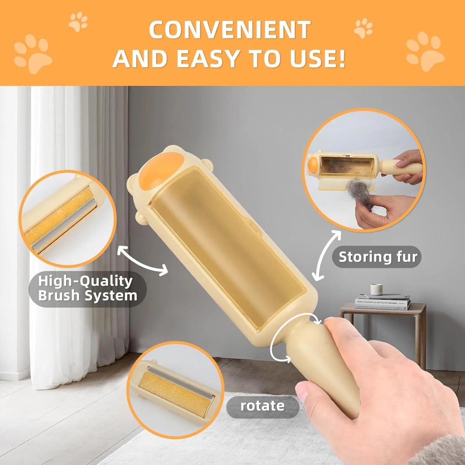 Blue reusable pet hair remover roller for cleaning furniture and car seats.