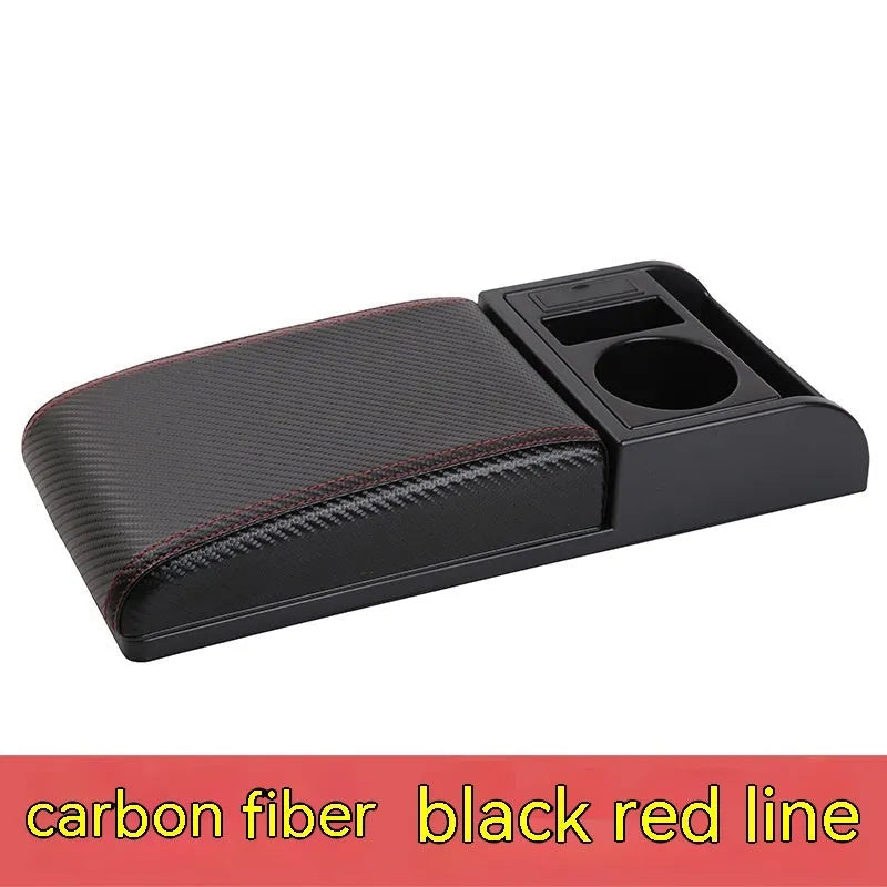 Universal automobile armrest box cover height increasing plastic with PU leather finish in beige placed on car centre console