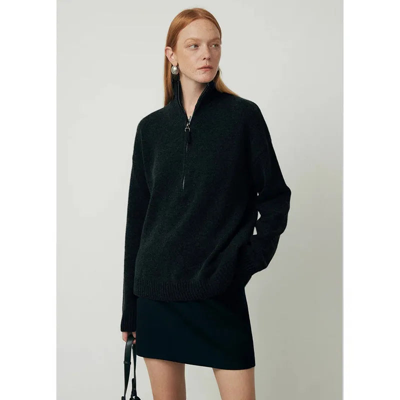 Wool bandage dress with long sleeves and loose lapels in black or grey