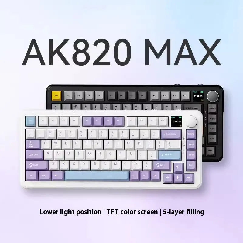 Three-mode mechanical keyboard with hot-swappable switches in black, grey and yellow colour scheme
