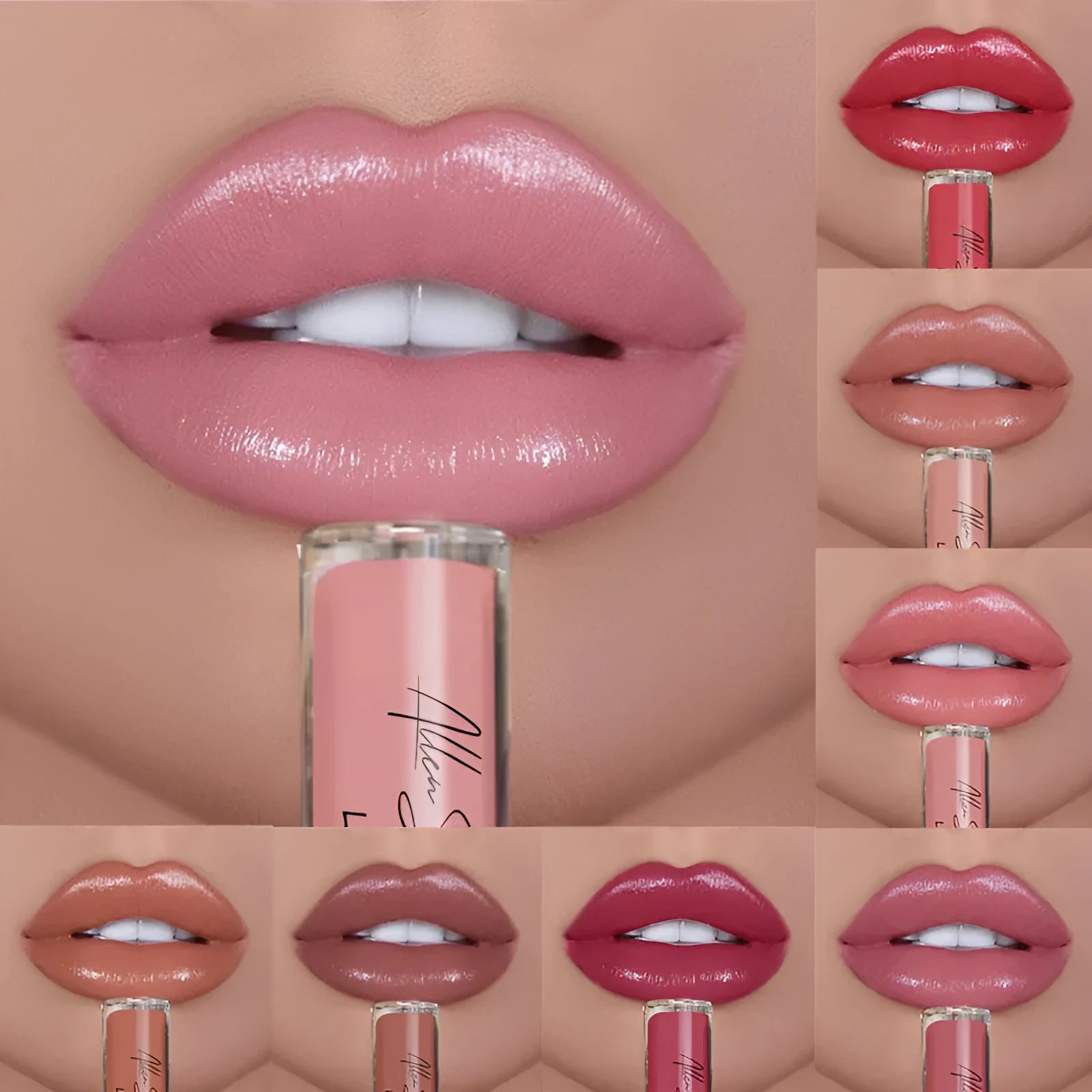 Silky cream texture lip gloss glaze in multiple colour options including a twelve-piece set