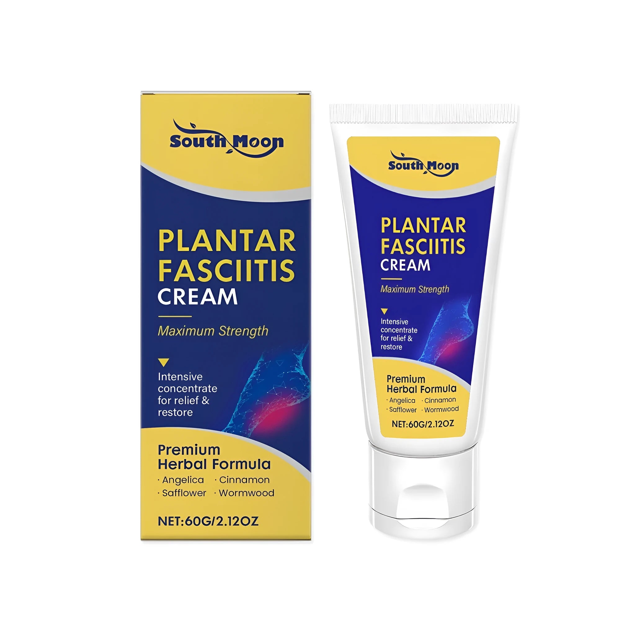 60g tube of herbal foot care cream with mint, angelica sinensis and cinnamon oil ingredients
