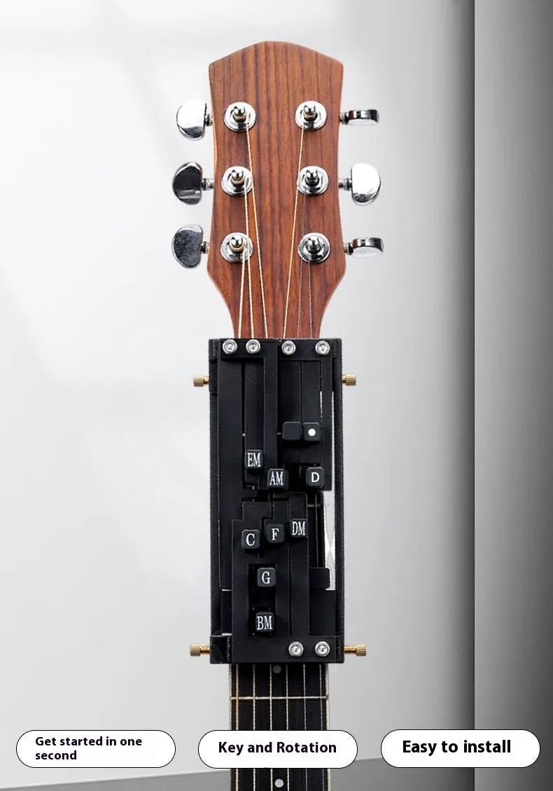 Black automatic guitar chord practice device for novice folk playing and singing