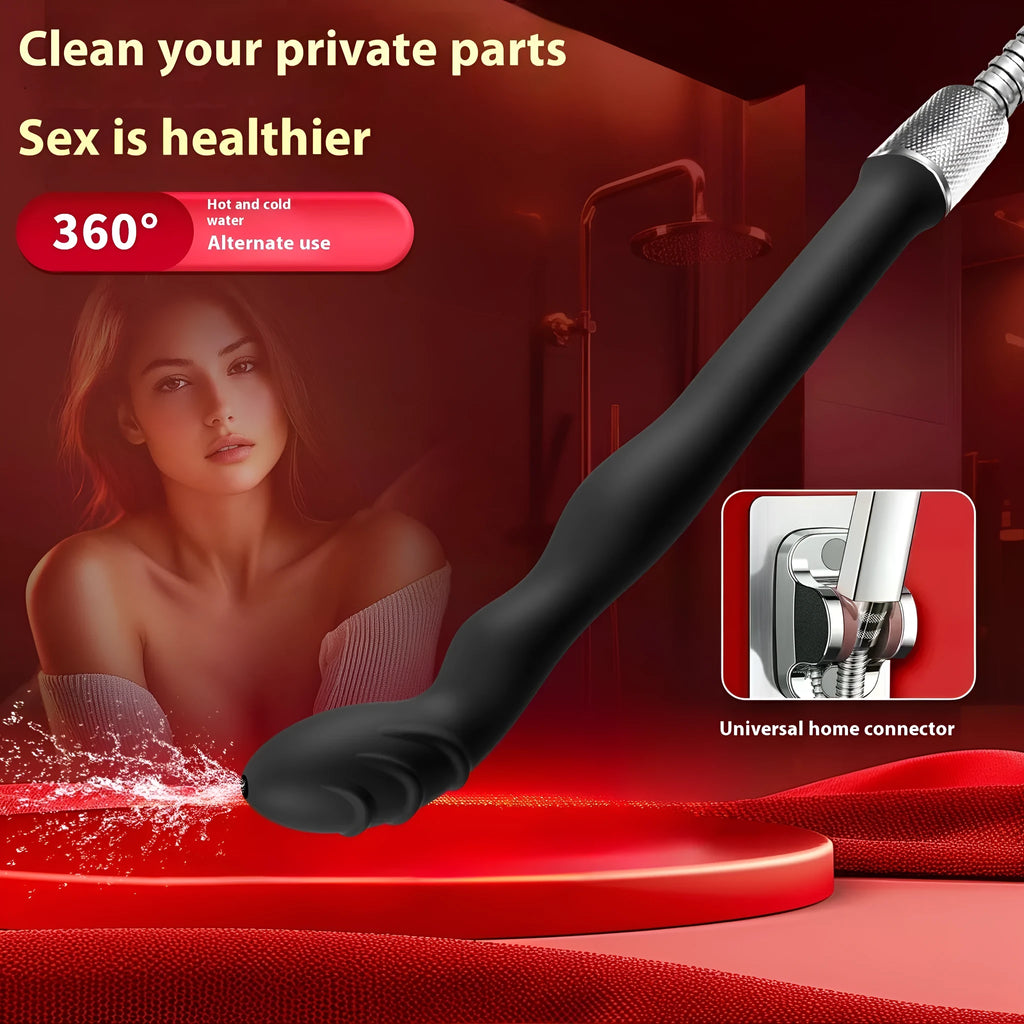 Black silicone hosepipe flusher tube with sausage filler design for cleaning procedures