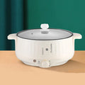 Stainless steel electric hot pot with non-stick interior in white or green colour options