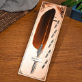 Vintage feather pen with zinc alloy shell in ten colour options showing retro design