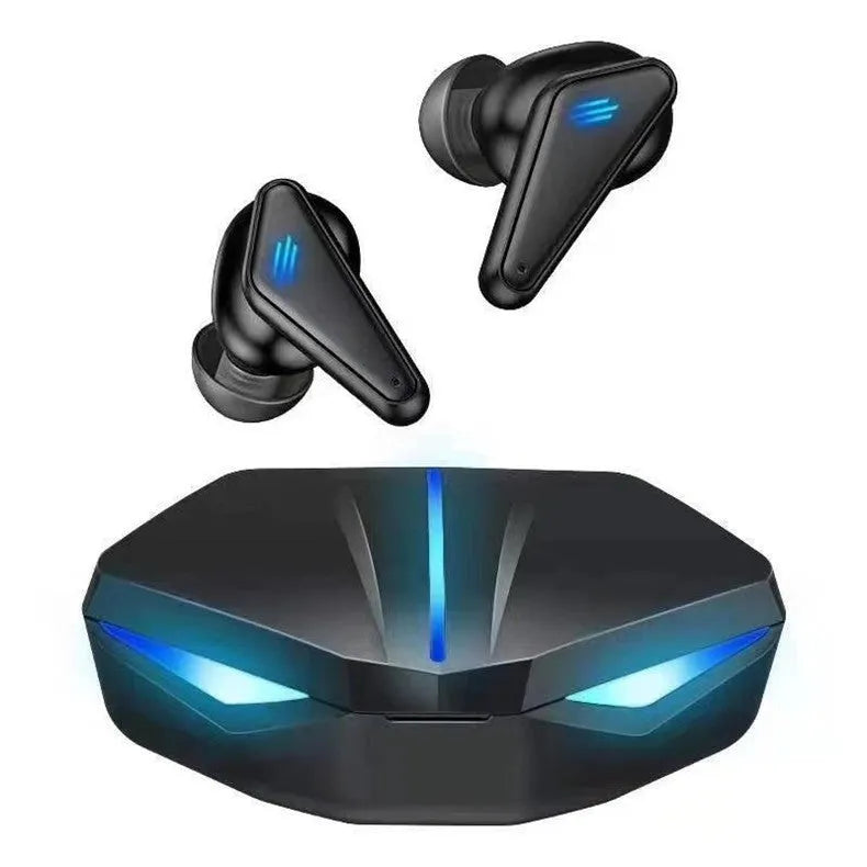 X15 wireless in-ear gaming headset with charging case showing Bluetooth 5.0 and IPX-4 waterproof features