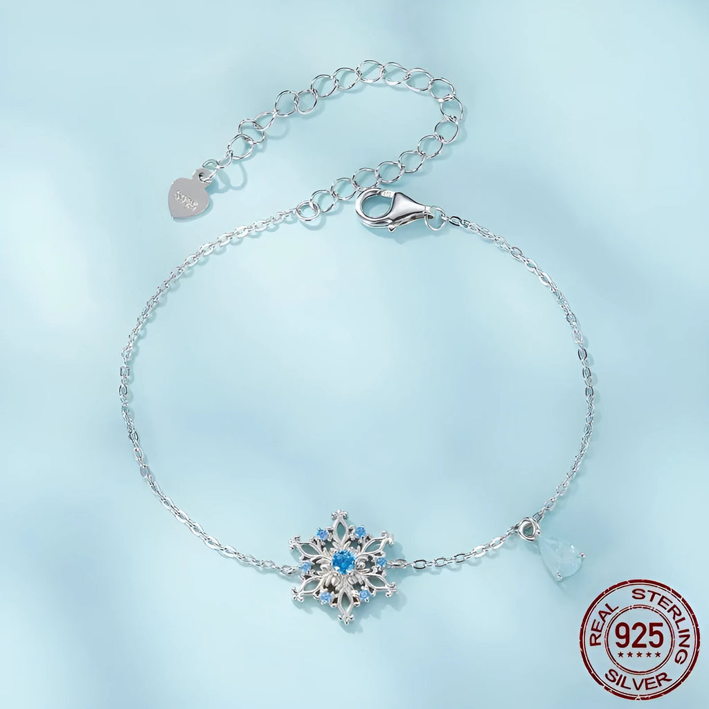 S925 sterling silver ice flower bracelet for women with snowflake design and electroplated finish in SCB263 colour