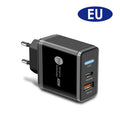 PD48W fast charging mobile phone charger with Type-C USB and LED indicator, UK black plug