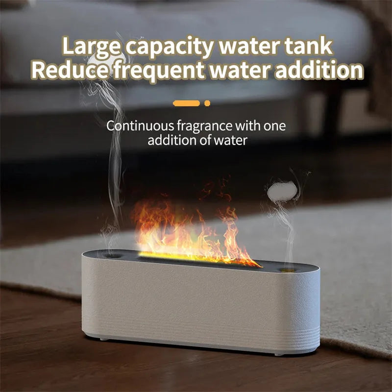 Flame Air ultrasonic humidifier and aroma diffuser with LED lights in black plastic housing
